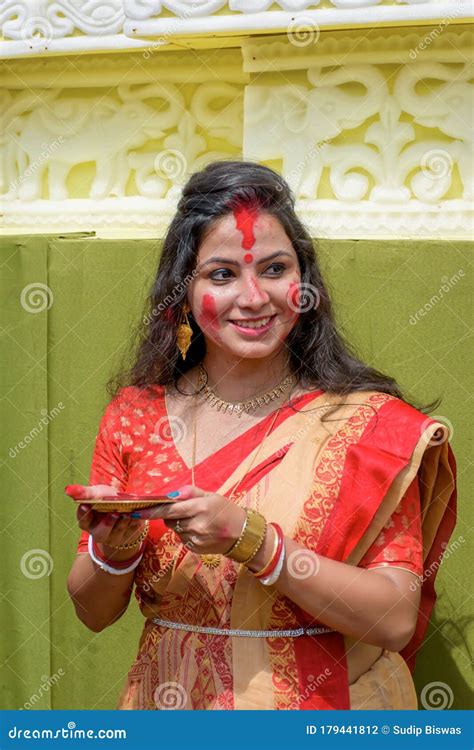 Women Participate In Sindur Khela At A Puja Pandal On The Last Day Of