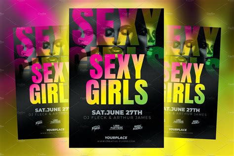 Sexy Girls Party Flyer Template Flyer Templates ~ Creative Market