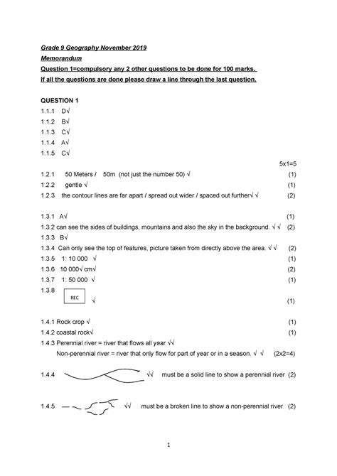 Gr9 Geo Nov 2019 Memo Memorandum Grade 9 Geography November 2019