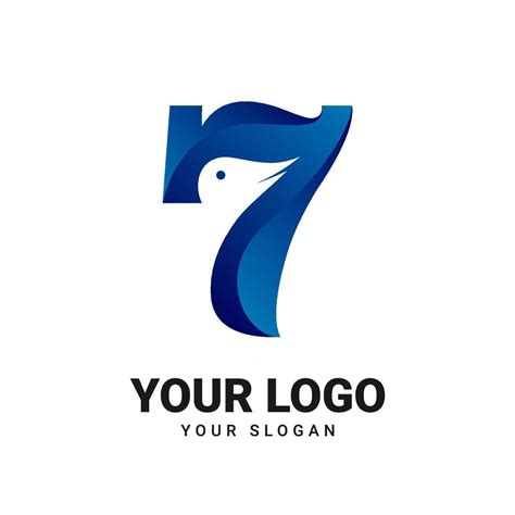 number 7 with bird head minimalist 3D vector logo design 6557916 Vector ...