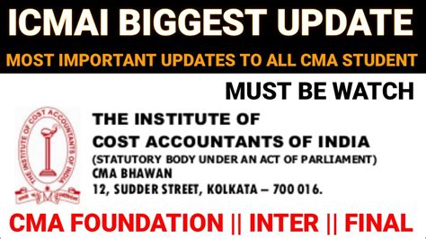 Icmai Biggest Update To All Cma Student Cma Exam June 2023 YouTube