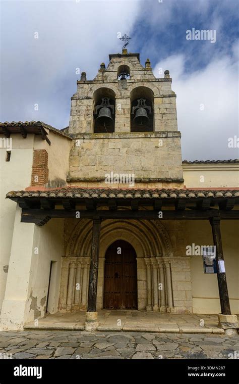 Historic Romanesque Church With Stone Bell Gable Arched Doorway And