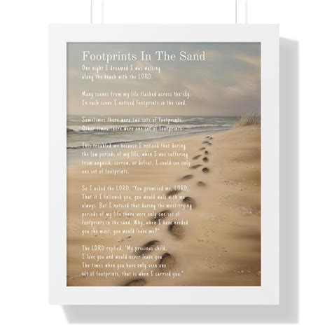 Framed Wall Art Footprints In The Sand Beach Decor Christian Decor