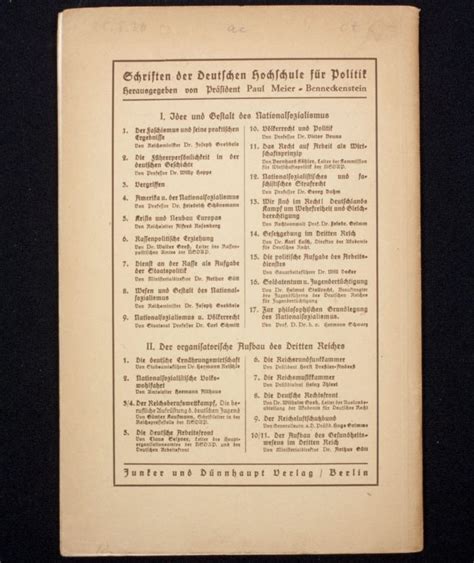 Brochure Dr Walter Gross Der Rassengedanke Im Neuen Geschichtsbild