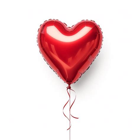 Premium AI Image | Red HeartShaped Metallic Balloons on a White Background