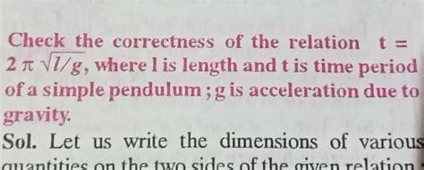 Check The Correctness Of The Relation Mathbft 2pisqrtl G Where L Is Len