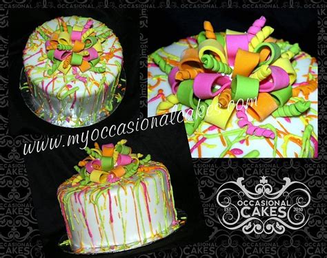 Neon Splatter Party Cake Decorated Cake By Occasional Cakesdecor