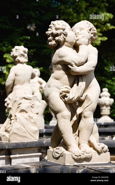 GERMANY Saxony Dresden Statue Of Two Kissing Cherubs In The Restored