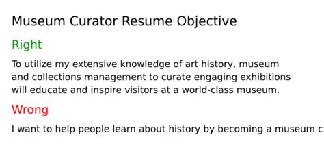 Top 18 Museum Curator Resume Objective Examples | ResumeCat