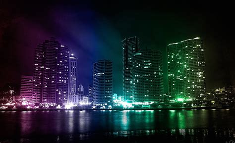 Hd Wallpaper City Lights High Rise Buildings Digital Wallpaper