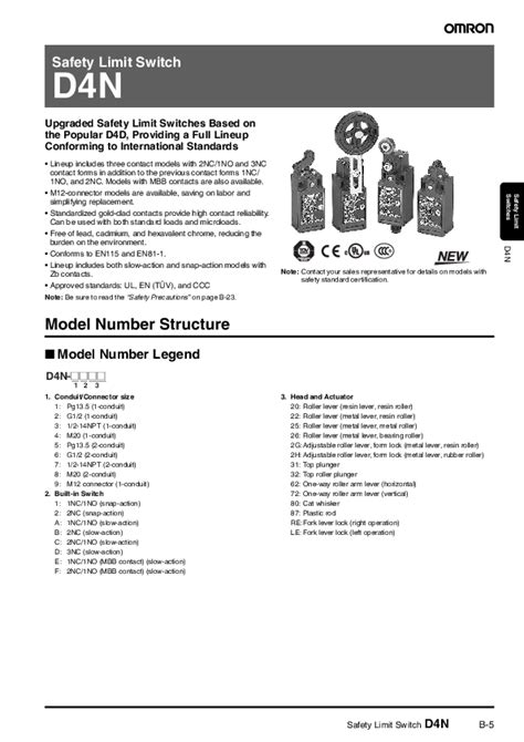 Omron D4N 1122 Limit Switch Tillescenter Limit Switches Industrial