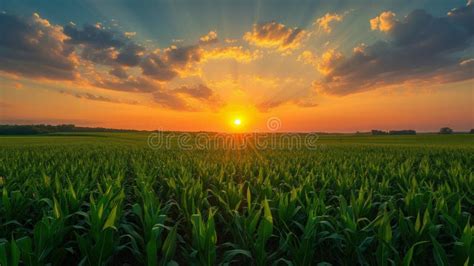 Beautiful Corn Field at Sunrise Stock Photo - Image of sunny ...