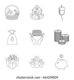 Charitable Foundation Icons On Helping People Stock Vector Royalty