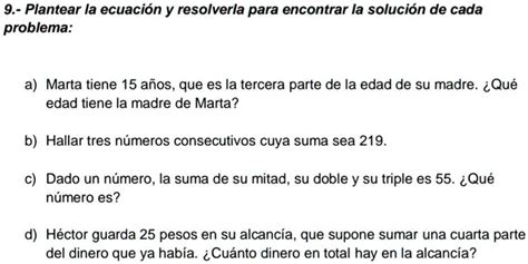 SOLVED Ayudaaa Por Favorsitoo 9 Plantear la ecuación y resolverla