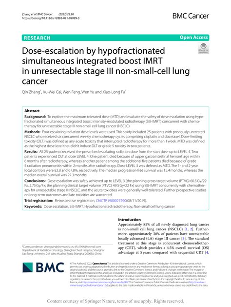 PDF Dose Escalation By Hypofractionated Simultaneous Integrated Boost