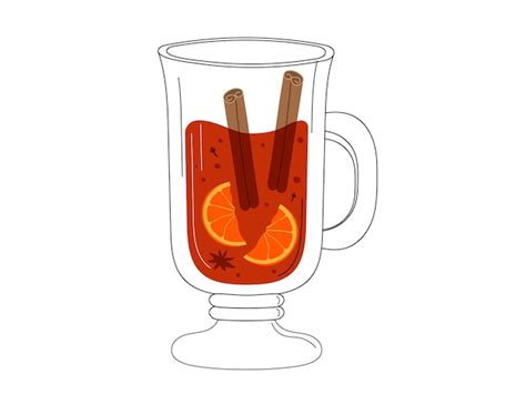 Premium Vector Hot Mulled Wine With Cinnamon And Orange Cozy Drink