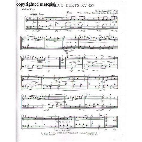 Mozart Duets K 487 Violin Cello Sheet Music