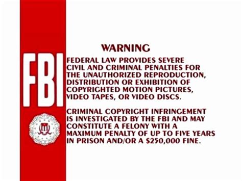 The old FBI warning screen from VHS tapes | Scrolller