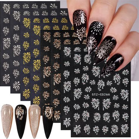 Amazon 8 Sheets Christmas Nail Art Stickers 3D Self Adhesive