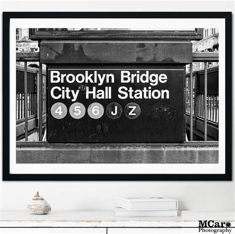 Brooklyn Bridge Sign Print City Hall Subway Station New York - Etsy