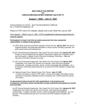 Fillable Online Annual Eeo Public File Report Form August Fax