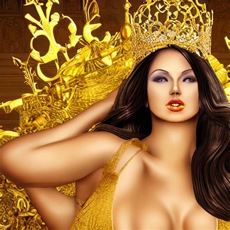 Naked Beauty Queen In Golden Castel 3D Arthub Ai