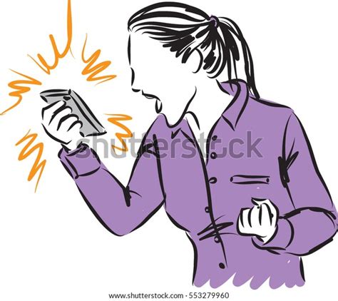 Woman Yelling Phone Illustration Stock Vector Royalty Free 553279960