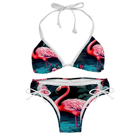 Flamingo Tropical Rainforest Stylish Bikini Set With Detachable Sponge