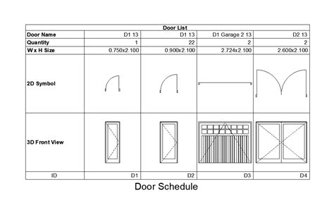 X M House Plan Of Door Schedule Is Given In This Autocad Drawing