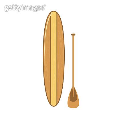 Surfboard With Wooden Texture Surfer Equipment Vector