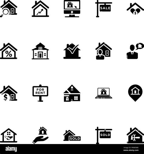 Real Estate Icons Set Vector Black Stock Vector Image And Art Alamy