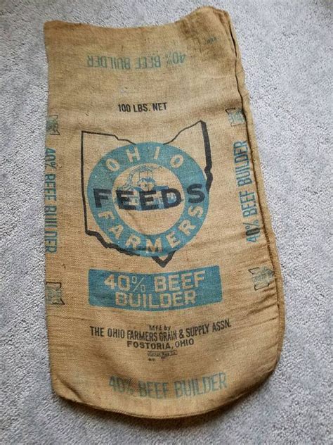 Vintage Feed Sack Ohio Farmers Feed Burlap Bag Feed Sack | Etsy | Feed ...