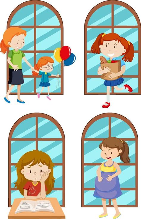 Set of simple kids cartoon characters 7204758 Vector Art at Vecteezy