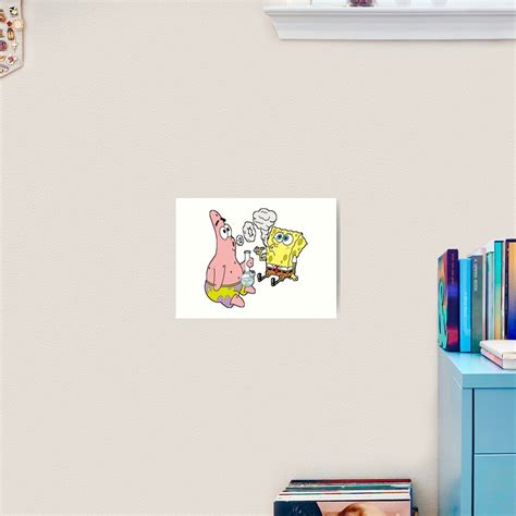 Spongebob And Patrick Smoking Weed Cannabis Cartoon Art Art Print For