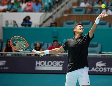 Cristian Garin of Chile in Action during Round 3 Match Against Stefanos ...