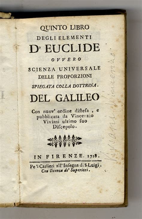 Quinto Libro Degli Elementi D Euclide Ovvero Scienza Universale Delle