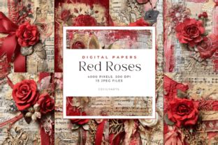 Red Roses Junk Journal Page Graphic By Cecily Arts Creative Fabrica