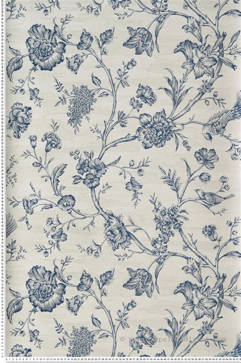 Vintage Floral Wallpaper with Blue Flowers