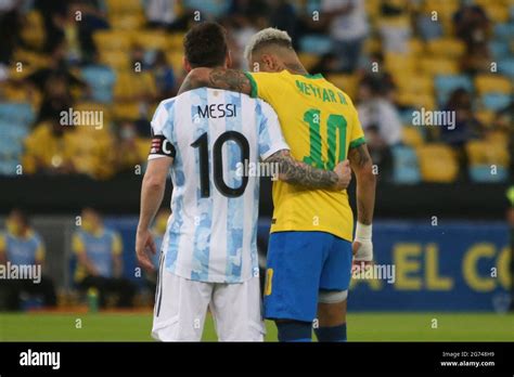 Lionel Messi of Argentina and Neymar jr of Brazil during the Copa ...