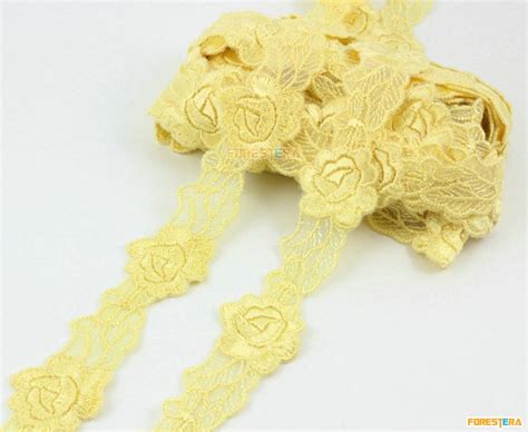 Terylene Lace Trim Yellow Floral Lace Ribbon Flower Lace Trim Etsy