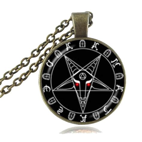 Satanic Baphomet Inverted Pentagram Pendant Gothic Necklace Goat Head