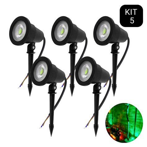 Kit 5 Luminária Espeto Jardim Lâmpada Led 7w Luz Verde Shopee Brasil