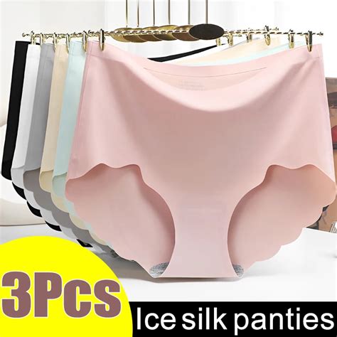 3pcs Set Women S Seamless Panties Slip Silk Underwear Female Underpants