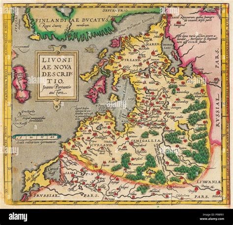 Livonia Map, Livoniae Nova Descriptio. Museum: PRIVATE COLLECTION Stock ...