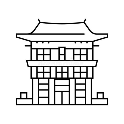 Miko Shrine Maiden Shintoism Line Icon Vector Illustration Stock