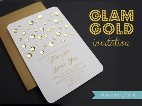 Diy Glam Gold Wedding Invitation Download And Print