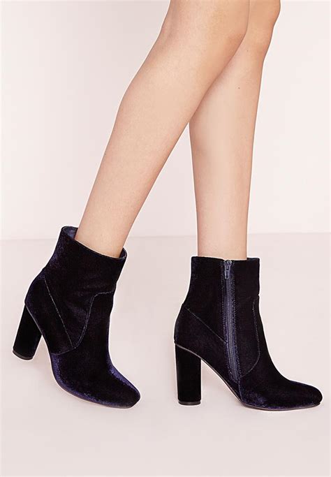 Velvet Ankle Boots Navy Missguided Boots