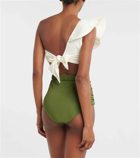 Johanna Ortiz Ruffled One Shoulder Bikini Top Johanna Ortiz