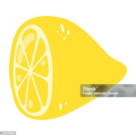 Hand Drawn Half A Lemon Vector Illustration Of Cut Tasty Citrus Healthy Food Summer Fresh Fruit