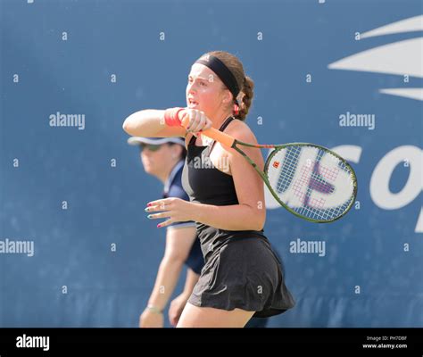 New York Ny August 30 2018 Jelena Ostapenko Of Latvia Returns Ball During Us Open 2018 2nd